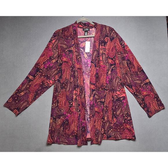New Catherines Any Wear Womens Size 2x 22/24W Open Cardigan Paisely Long Sleeve - Picture 1 of 5